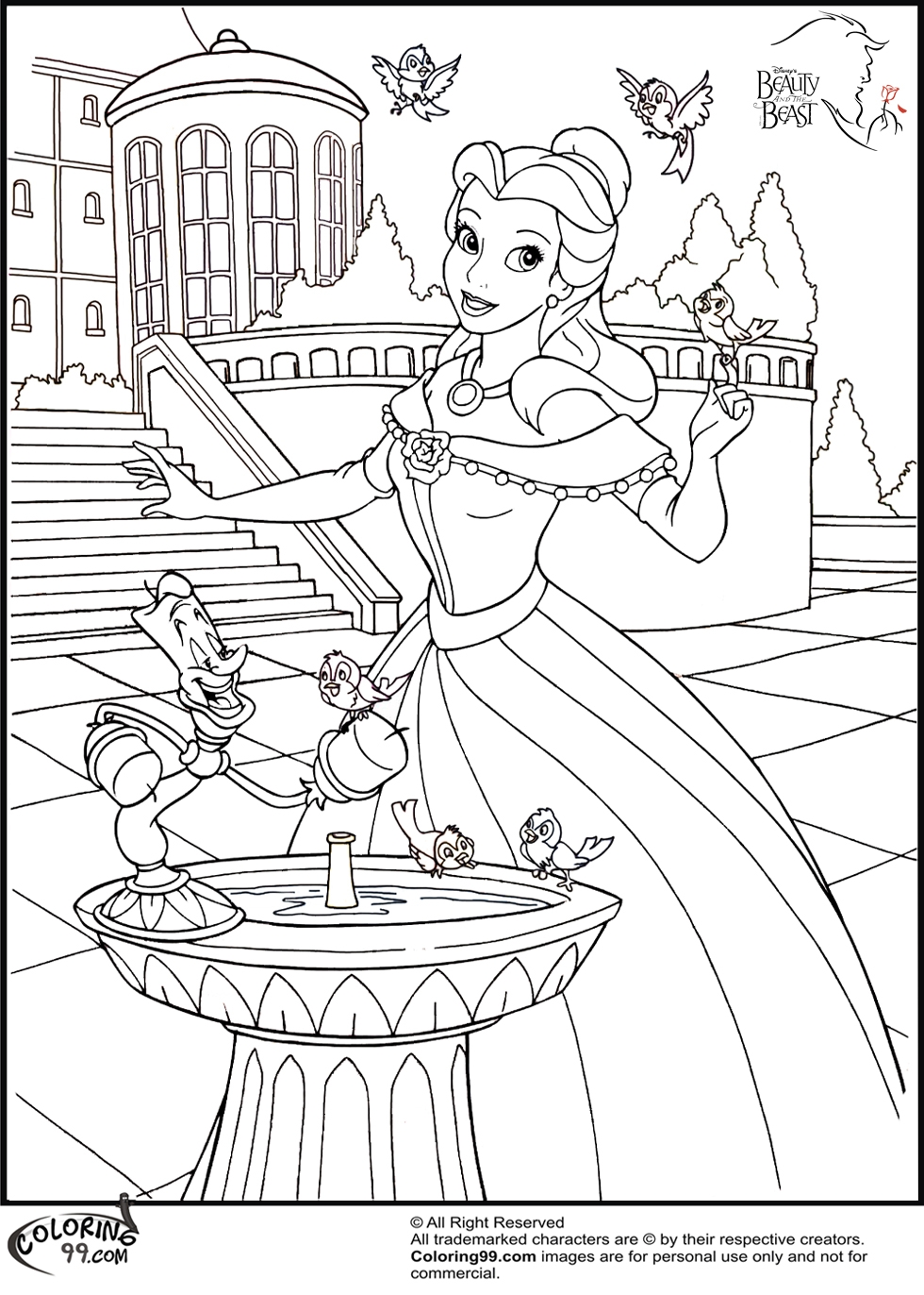 free belle coloring pages printable free belle coloring pages printable