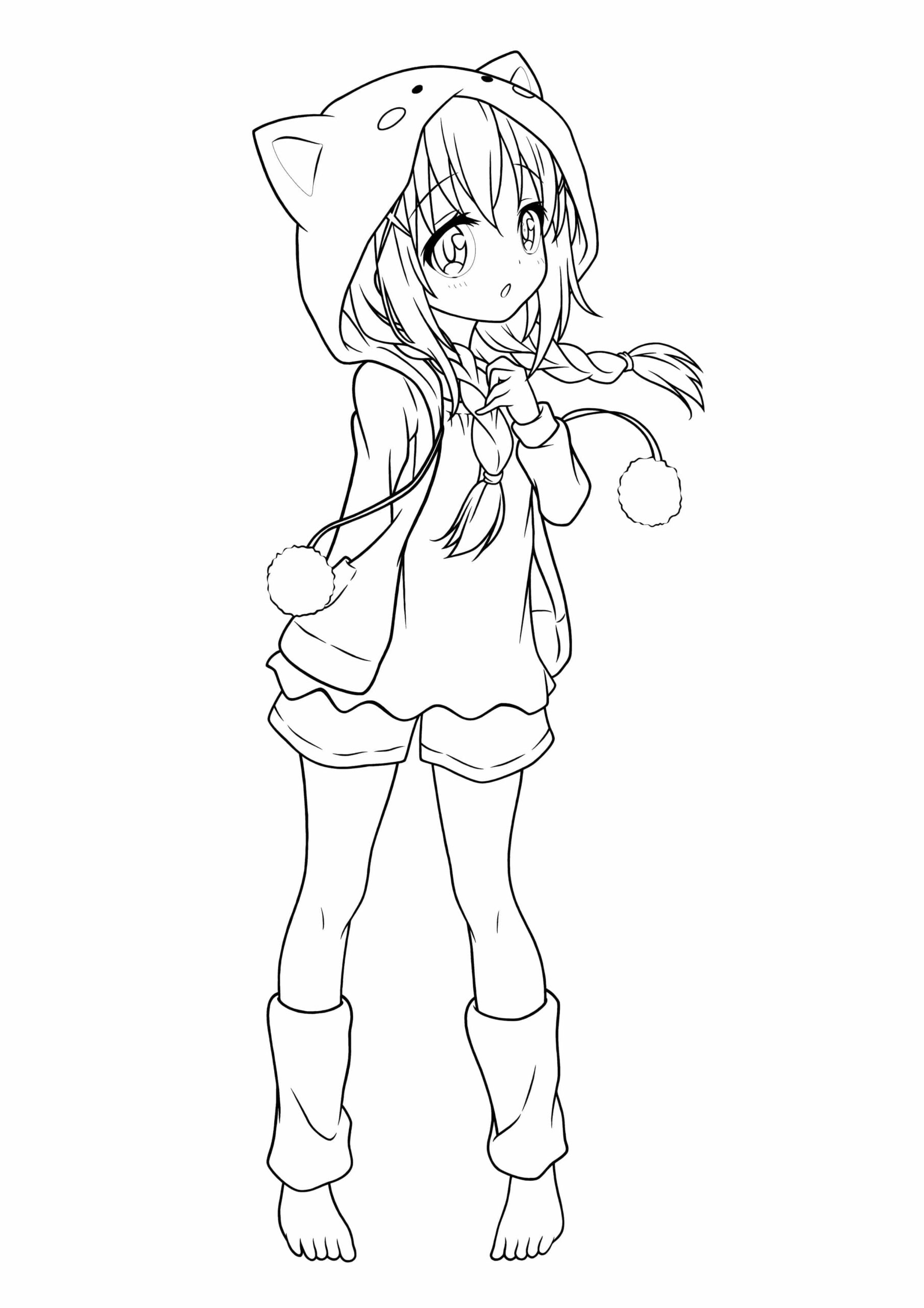 coloring page anime girl