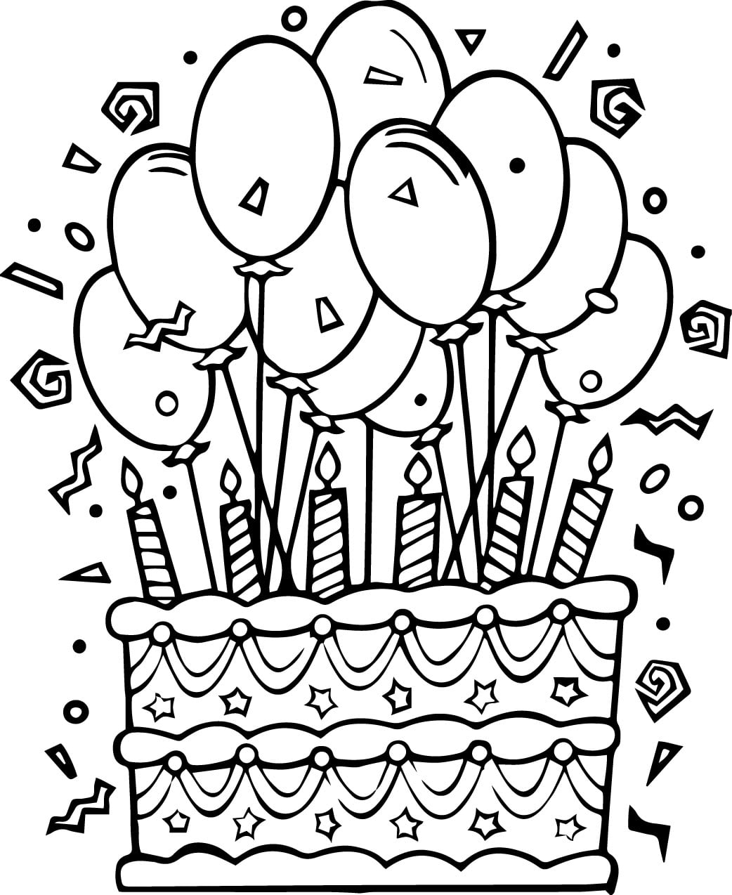 birthday cake coloring page printable