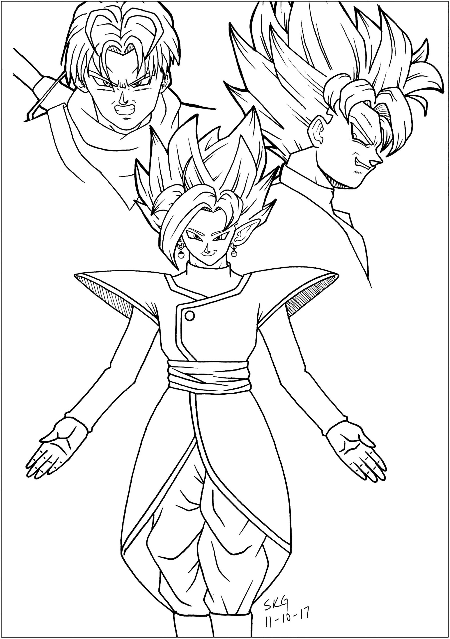 Black Goku Trunks And Zamasu Dragon Ball Kids Coloring Pages Black Goku Trunks And Zamasu Dragon Ball Kids Coloring Pages