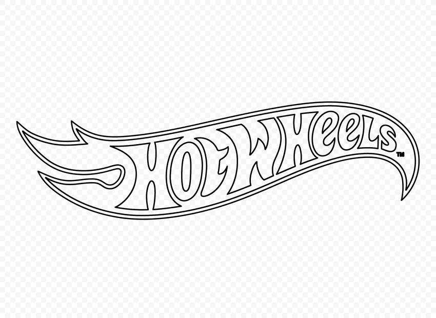 Black Outline Hot Wheels Logo PNG