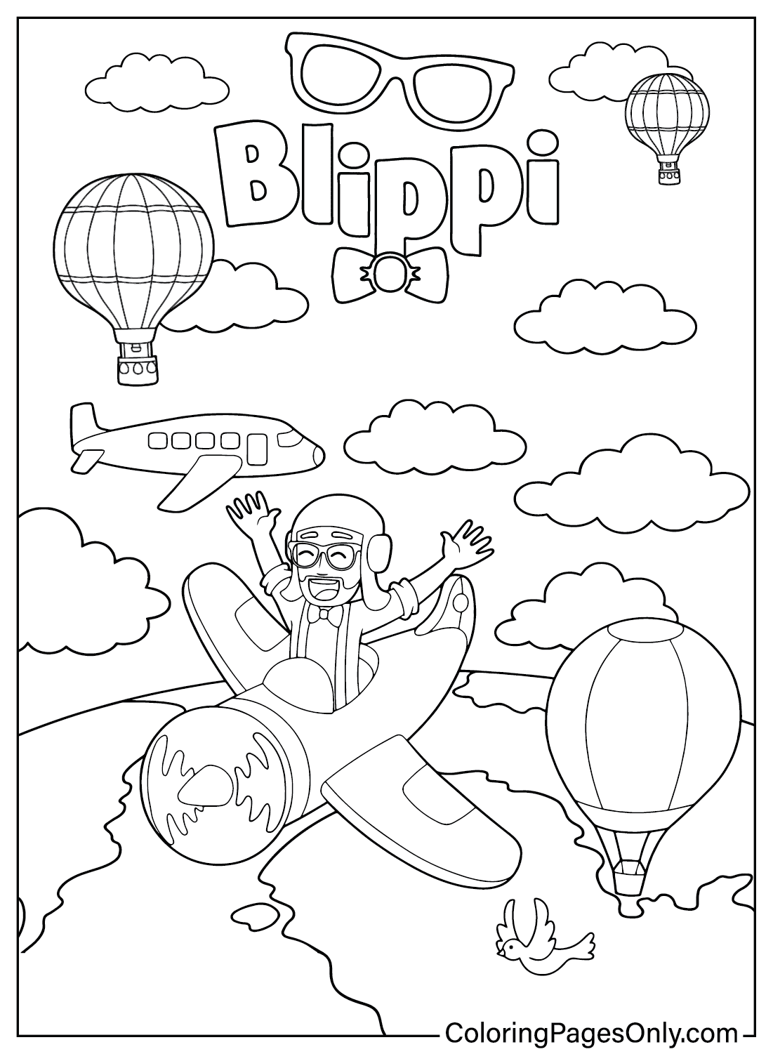 Blippi treehouse coloring page