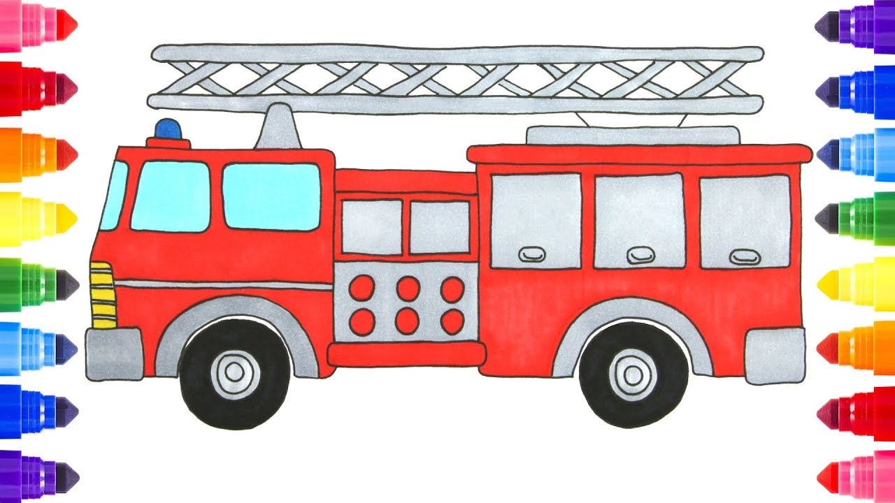 Blippi Fire Truck Coloring Page Blippi Coloring Book With Crayons 
