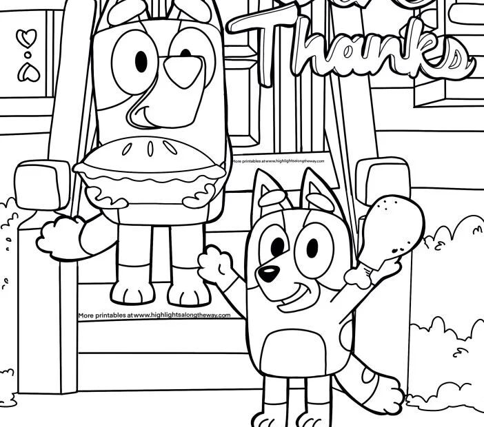 Bluey Thanksgiving Coloring Page Thanksgiving Coloring Pages