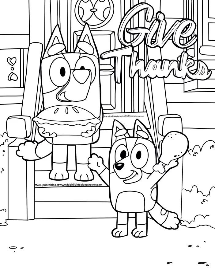 Bluey Thanksgiving Coloring Page Thanksgiving Coloring Pages 