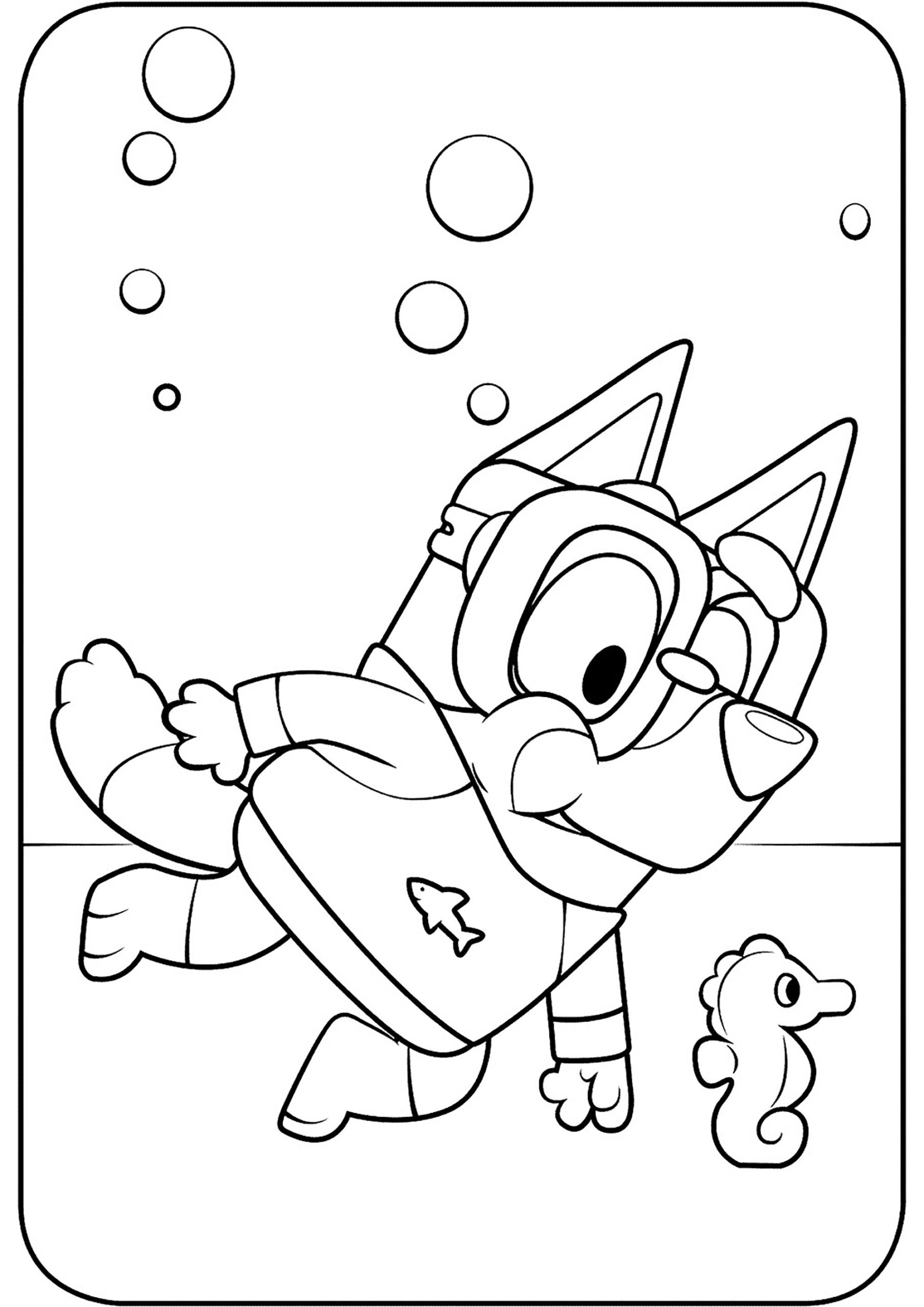 Bluey Underwater Bluey Coloring Pages