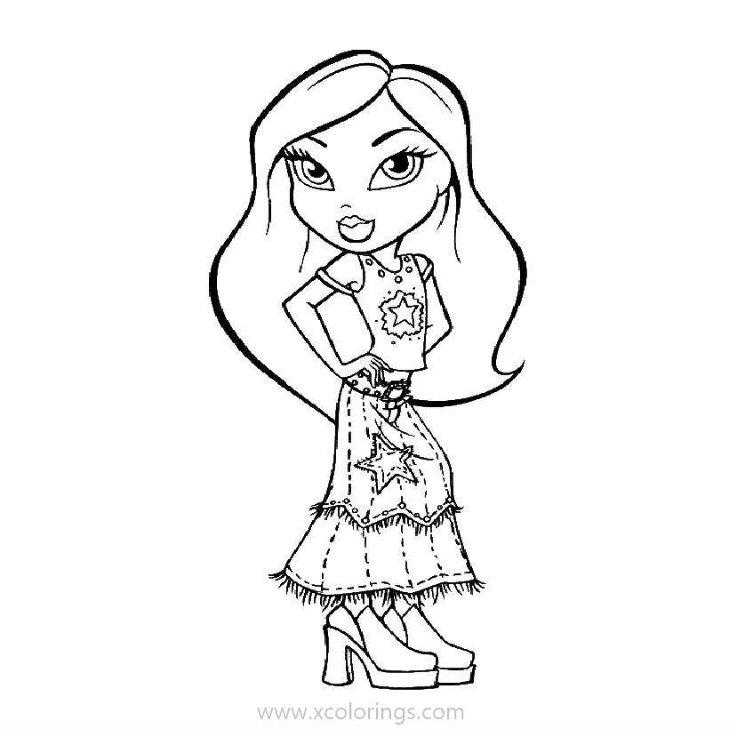 Bratz Coloring Pages Jasmin Wearing Skirt XColorings Bratz Coloring Pages Jasmin Wearing Skirt XColorings