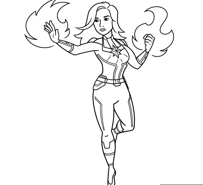 Captain Marvel Coloring Page Easy Drawing Guides