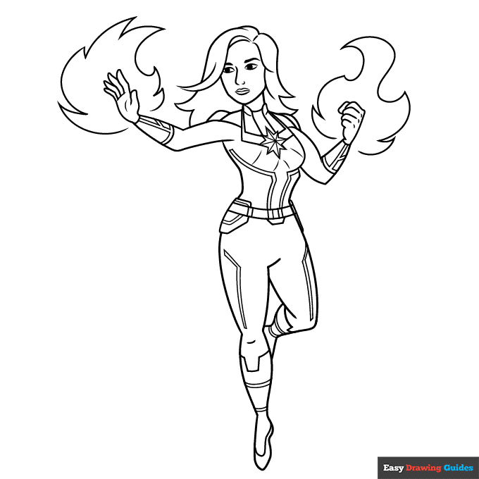 Captain Marvel Coloring Page Easy Drawing Guides Captain Marvel Coloring Page Easy Drawing Guides