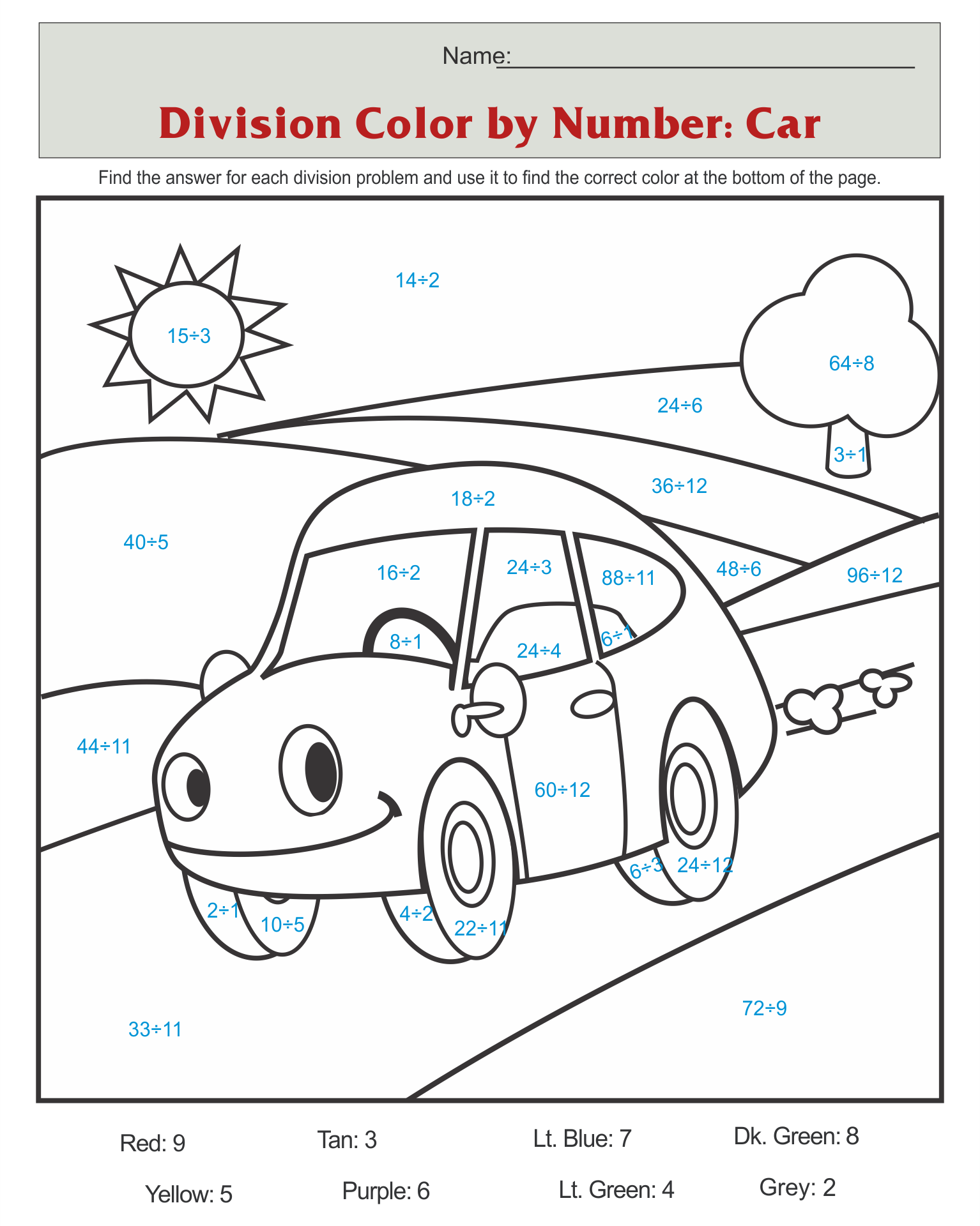 Car Color By Number 11 Free PDF Printables Printablee Car Color By Number 11 Free PDF Printables Printablee