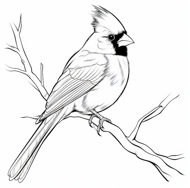 Cardinal Coloring Page Free Printable Bird Coloring Page Premium AI