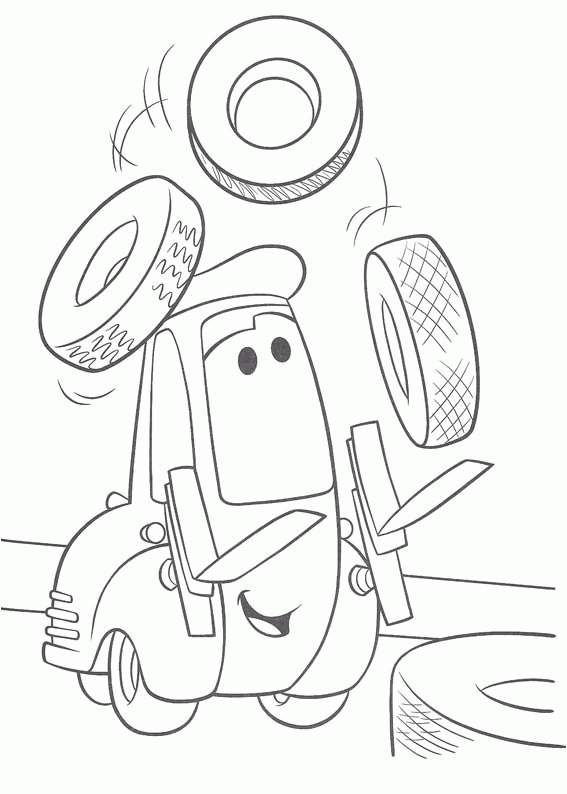 Cars Guido Juggling Printable Coloring Page