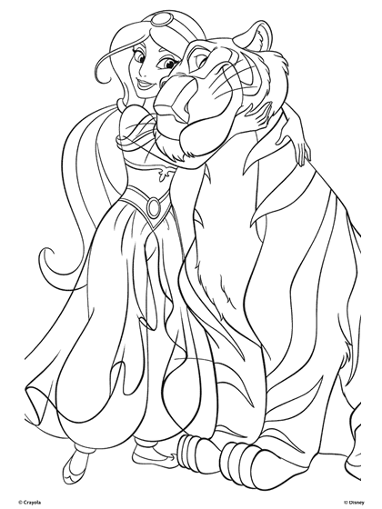 Chibi Jasmine And Tiger Coloring Pages Jasmine Coloring Pages 