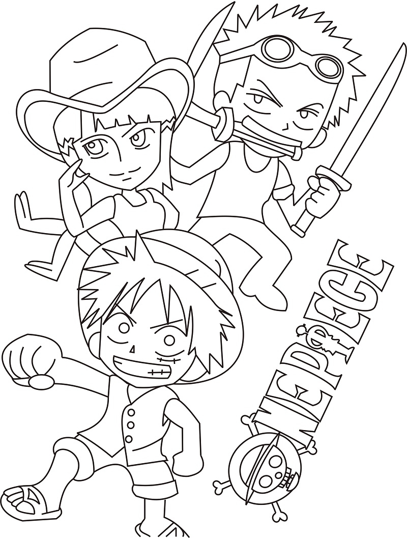 Chibi Zoro Luffy And Robin Coloring Page Free Printable Coloring 
