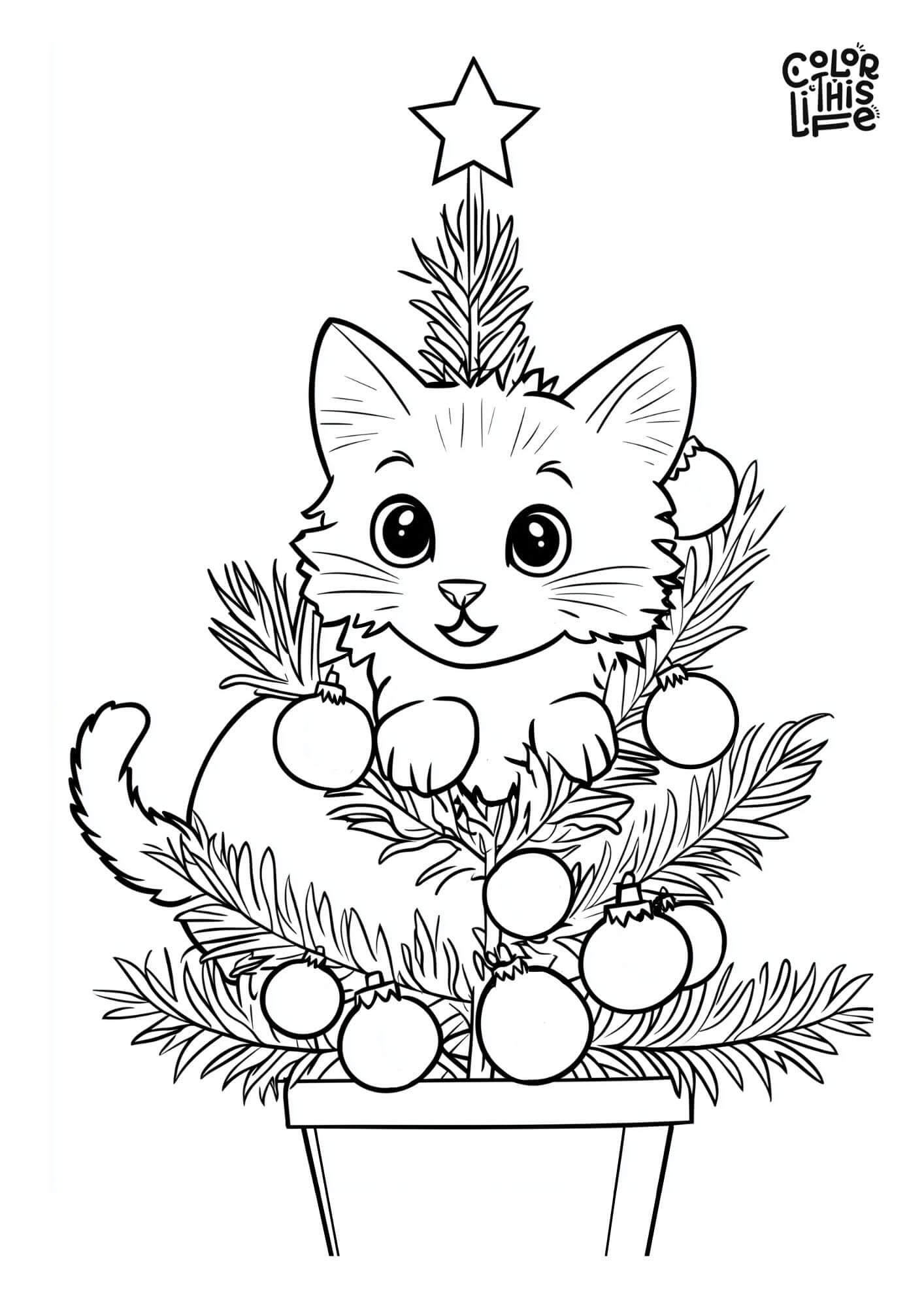 Christmas Cat Coloring Pages Free Printable Christmas Cat Coloring Pages Free Printable