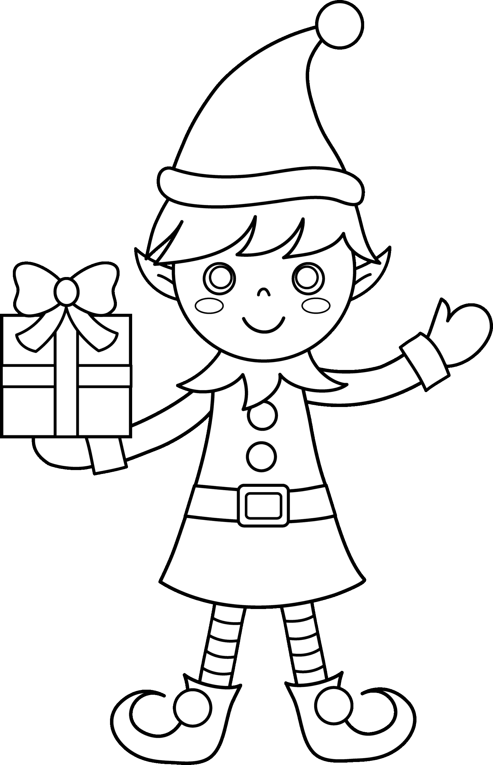 Christmas Elf Coloring Page Free Clip Art