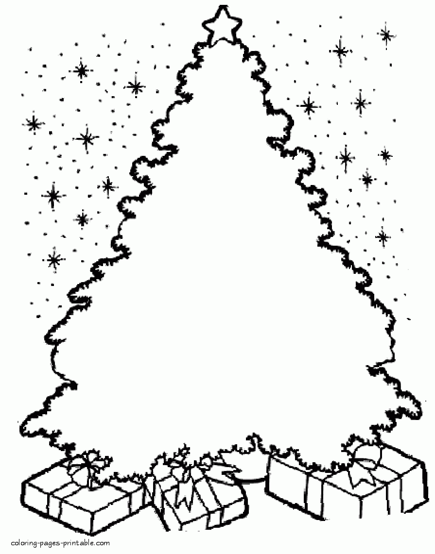 Christmas Tree Draw Ornaments Himself And Colour COLORING PAGES 