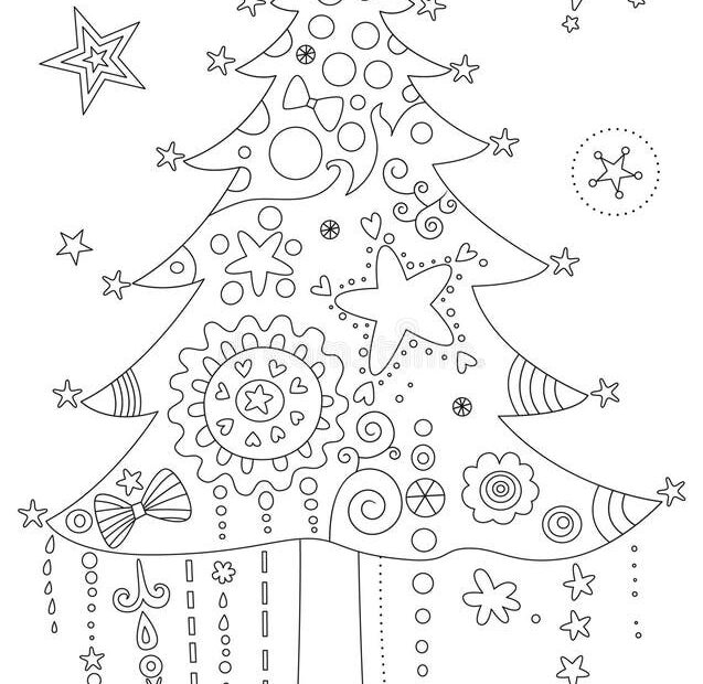 Christmas Tree Drawing Colouring