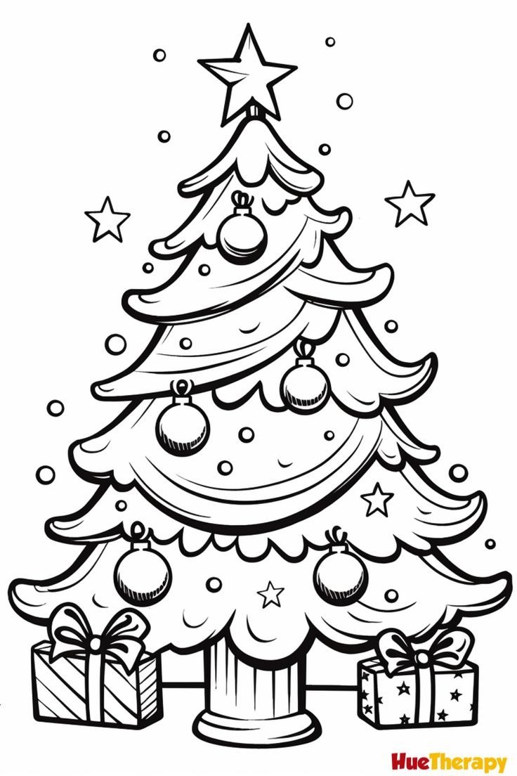 Christmas Tree Printable Coloring Page Printable New Year Banners
