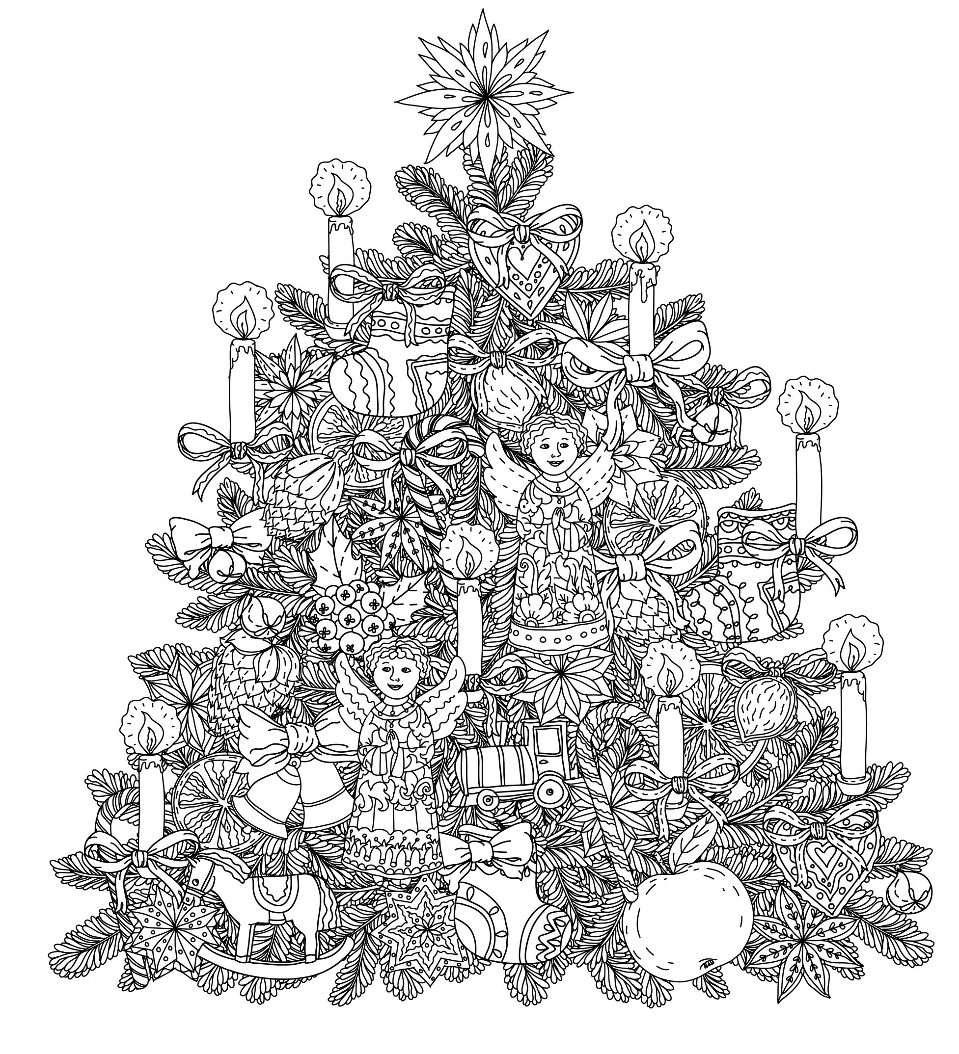 Christmas Tree With Ornaments By Mashabr Christmas Coloring Pages For 