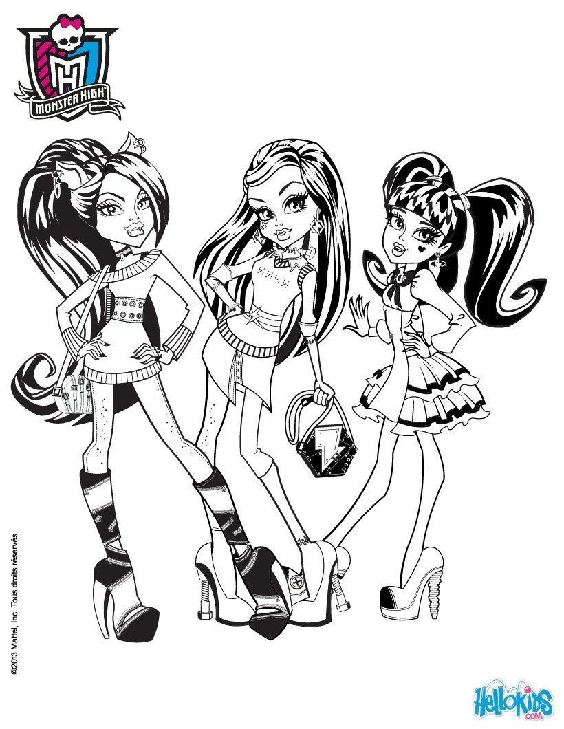 Clawdeen Frankie And Draculaura Coloring Pages Hellokids Clawdeen Frankie And Draculaura Coloring Pages Hellokids