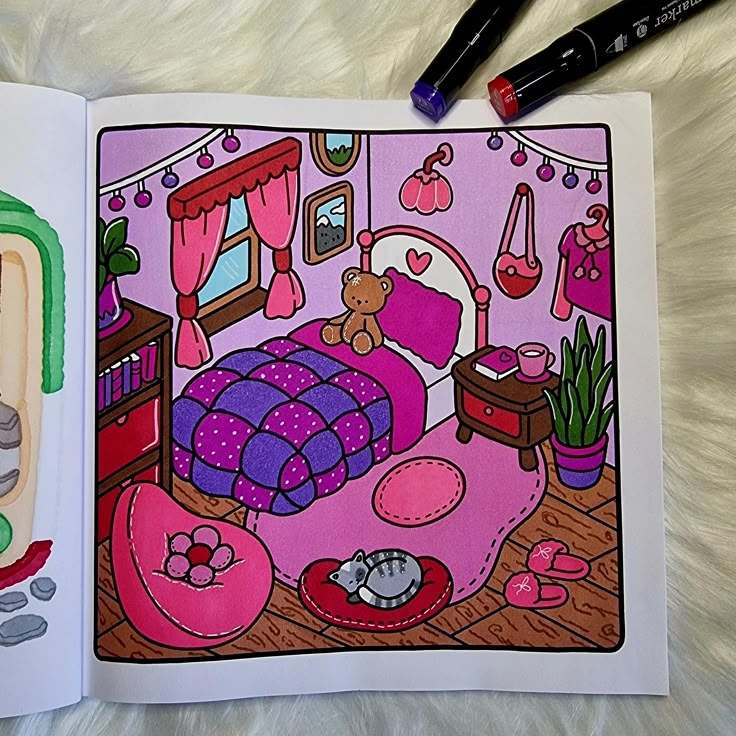 Coco Wyo Little Corner Bedroom Color Pencil Art Coloring Book Art Coco Wyo Little Corner Bedroom Color Pencil Art Coloring Book Art