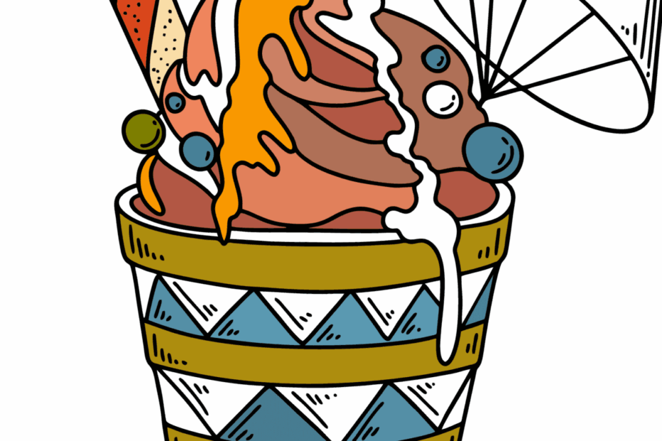 Coconut Ice Cream Ice Cream Coloring Pages For Adults Online