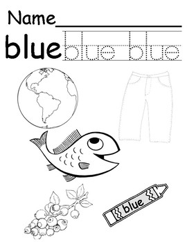 Color Blue Coloring tracing Page By Alana Kendall TPT