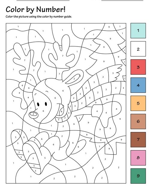 Color By Number Printable The Reindeer Tim 39 s Printables