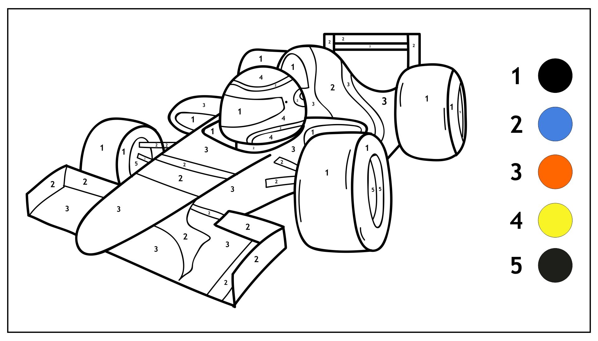 Color By Number Race Car