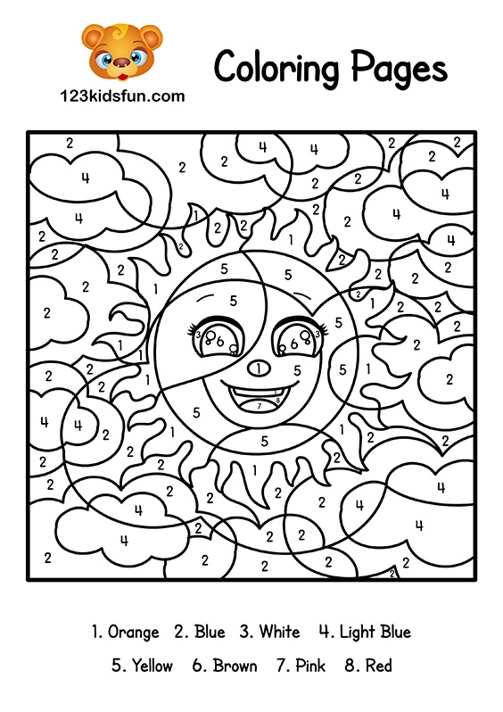 Color By Number Summer Coloring Pages For Kids Printable 123 Kids Fun 