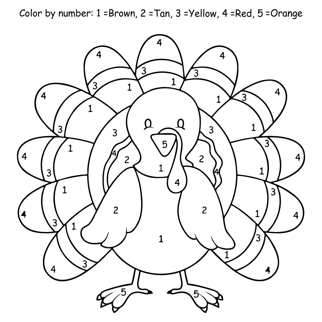 Color By Number Turkey Free Printable