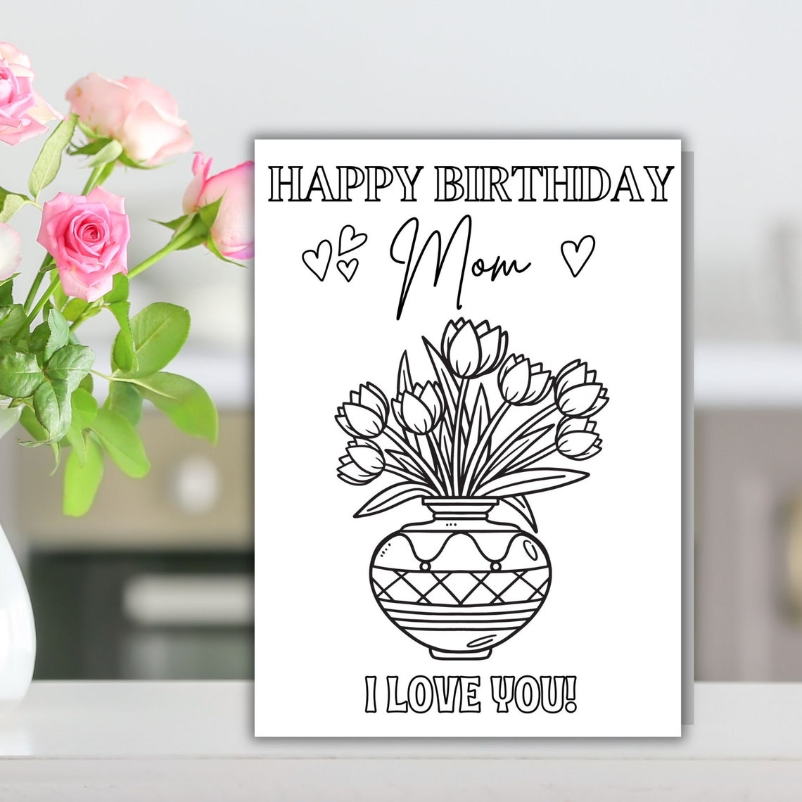 Colorable Kids Birthday Card For Mom Printable Color Your Own Birthday 