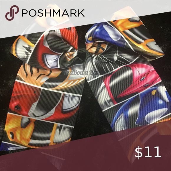 Colorful Power Ranger Print Cheer Bow Colorful Power Ranger Print Cheer Bow