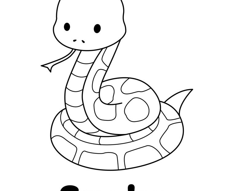 Colorful Snake Coloring Page For Kids