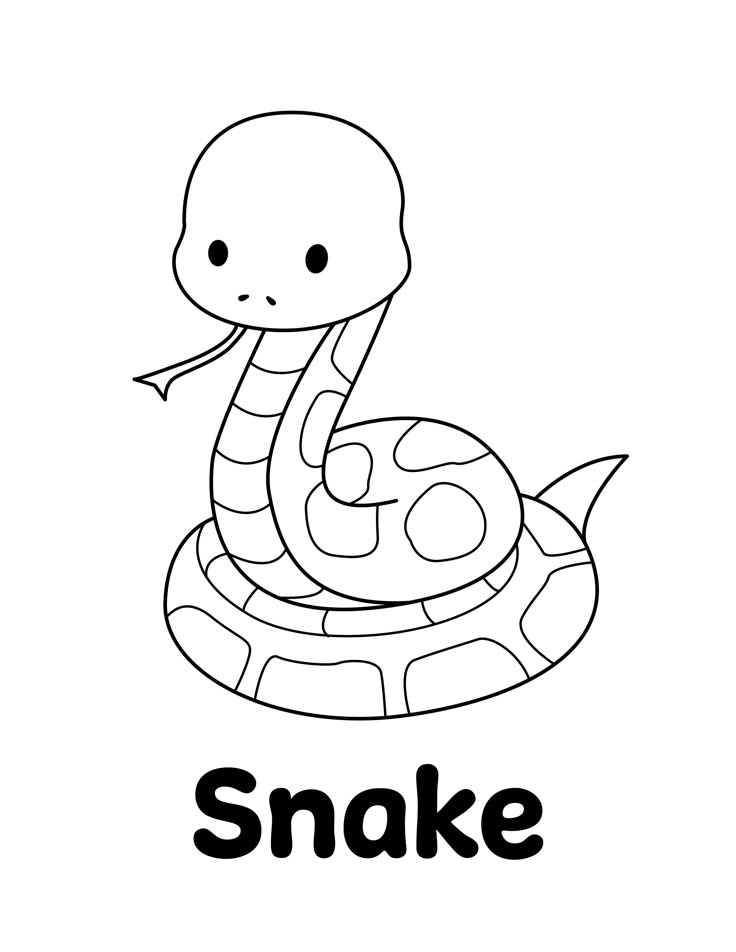 Colorful Snake Coloring Page For Kids