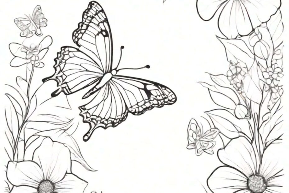 Coloring page butterfly flowers Ohoh Deco
