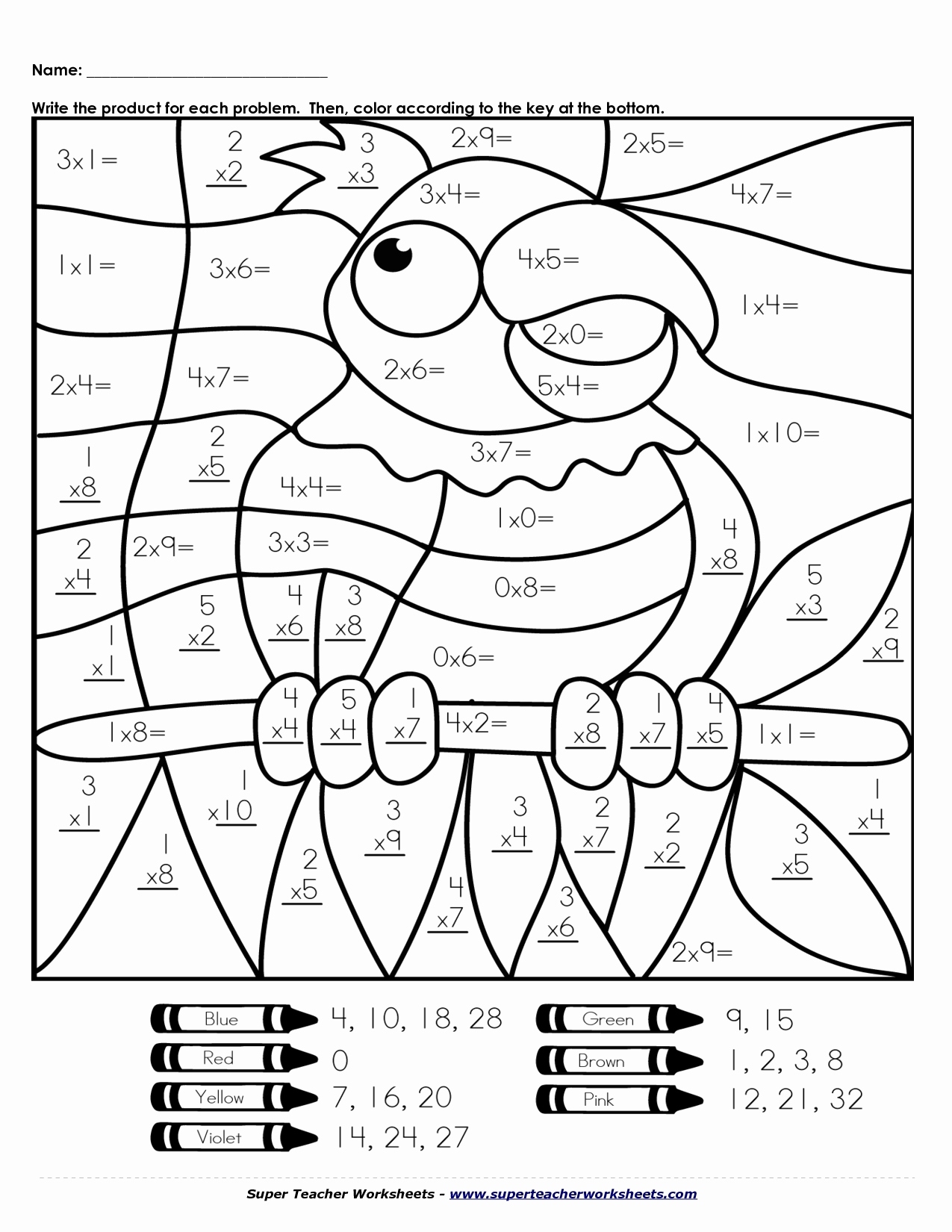 free printable math coloring worksheets