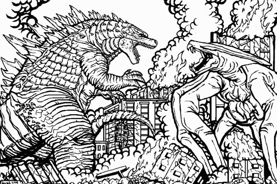 Coloring Pages Of Godzilla Coloring Home