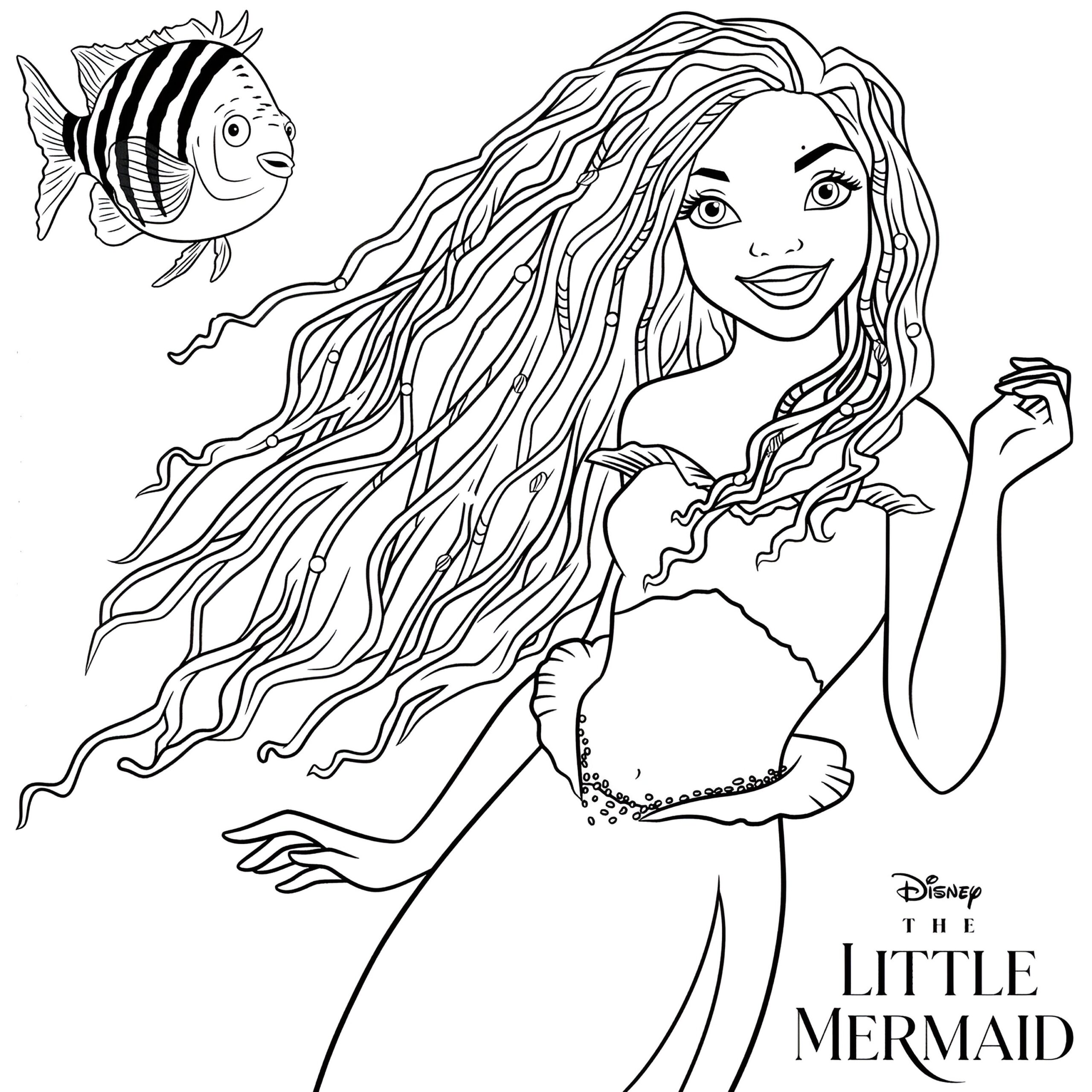 little mermaid character coloring pages
