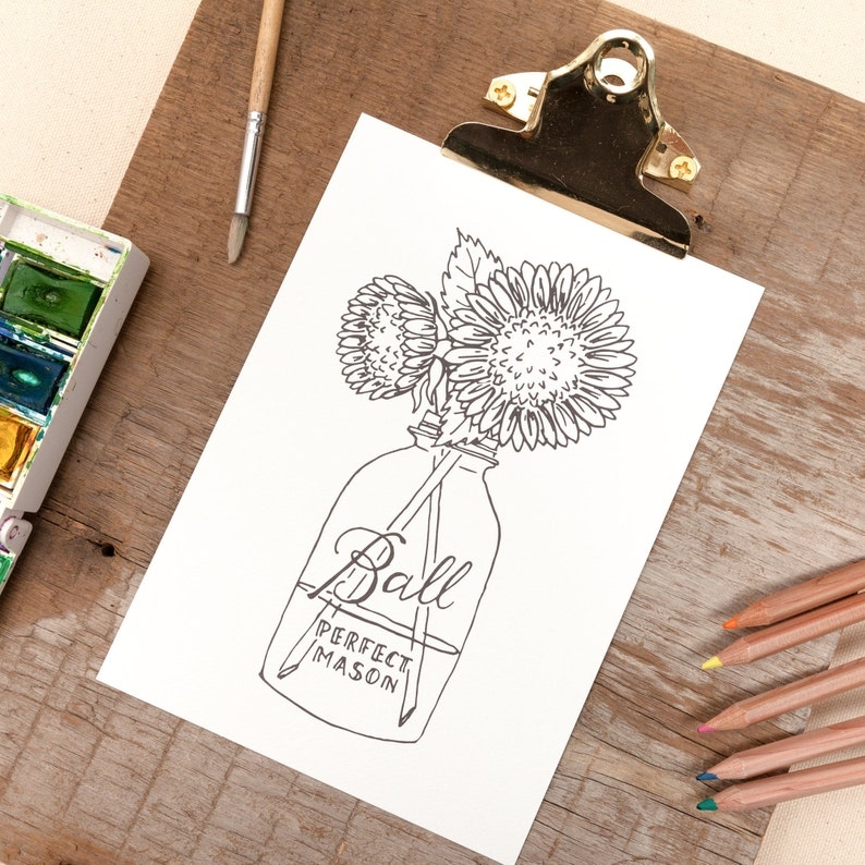 Coloring Print Adult Coloring Book Floral DIY Watercolor Etsy Coloring Print Adult Coloring Book Floral DIY Watercolor Etsy