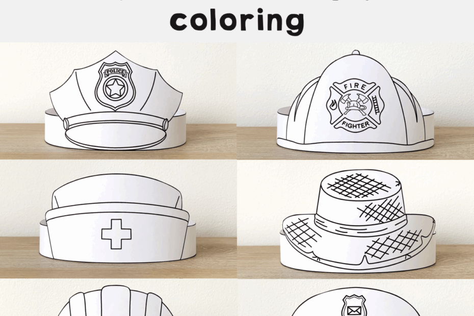 Community Helpers Paper Hats Career Day Printable Paper Coloring Craft