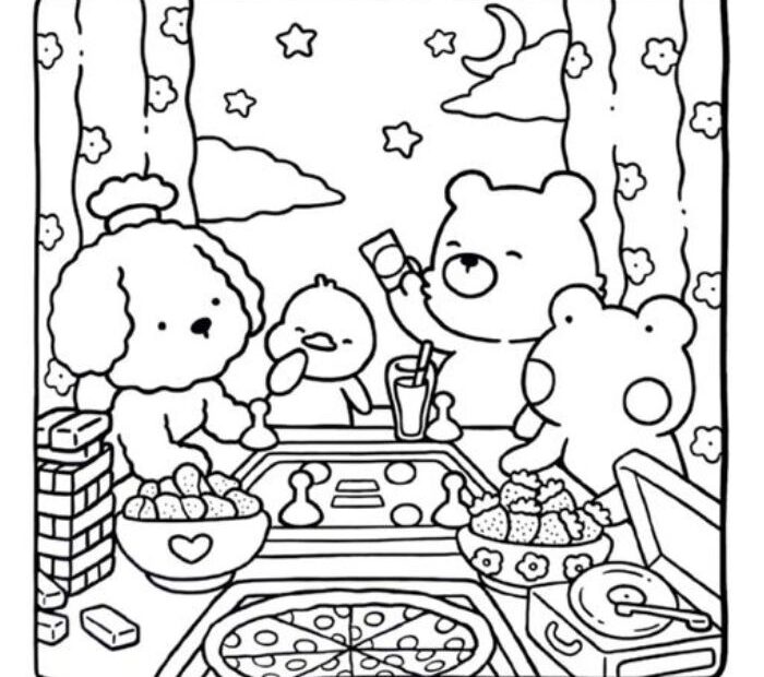 Cozy Friends Coloring Pages Free Printable PDF