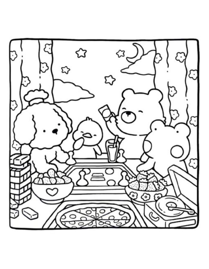 cozy friends colouring sheet cozy friends colouring sheet