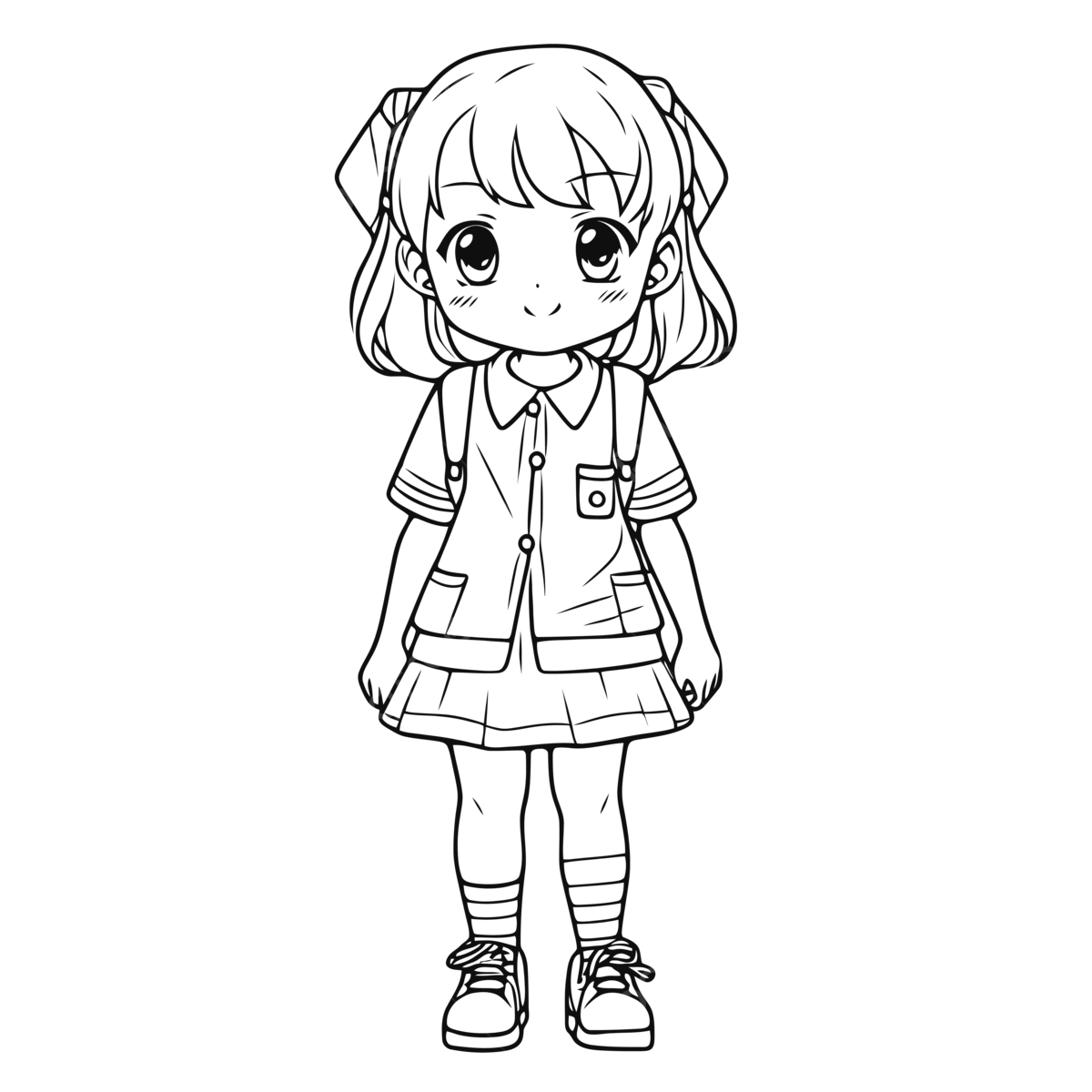 Cute Anime Girl Coloring Page Printable On Page Outline Sketch Drawing Cute Anime Girl Coloring Page Printable On Page Outline Sketch Drawing