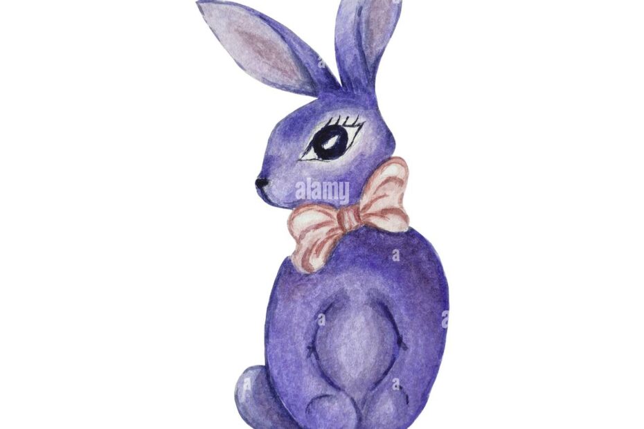 Cute Bunny Color Very Peri With Pink Bow Stock Photo Alamy