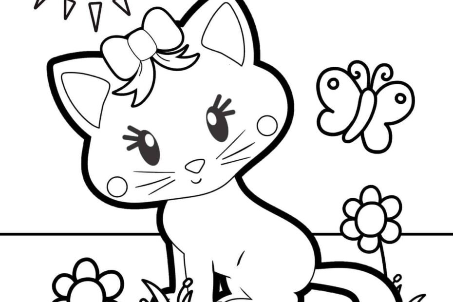 Cute Cat Coloring Page Free Printable