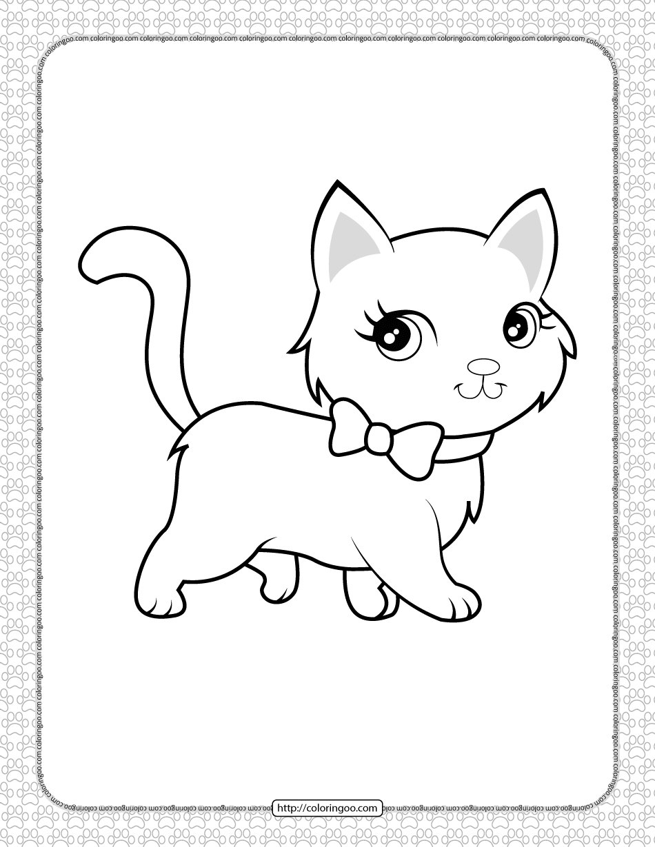Cute Cat Pdf Coloring Pages