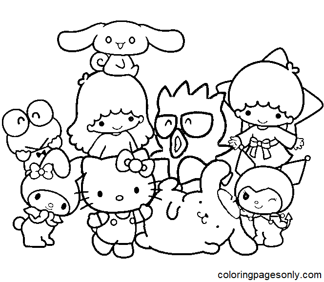 Cute Characters Sanrio Coloring Page Free Printable Coloring Pages