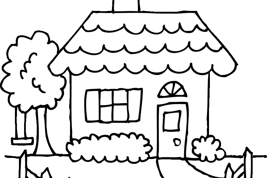 Cute Cozy House Coloring Page Free Clip Art